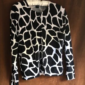 august silk Black and White Giraffe-Print Cardigan